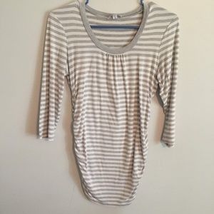Small Gray and White Striped Maternity Top (small)